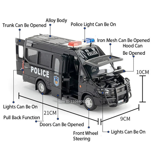 1:24 Scale Special Lada 2106 Police Car Model Toy Alloy Body Rubber Tire Metal Diecast 110 Explosion-proof Vehicle Models