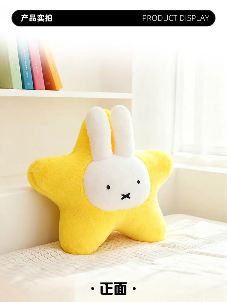 New Kawaii Miffy Stuffed Doll Miffy Star Pillow Plush Toy for Kids Anime Birthday Gift Soft Cuddly Sleeping Buddy for Girls