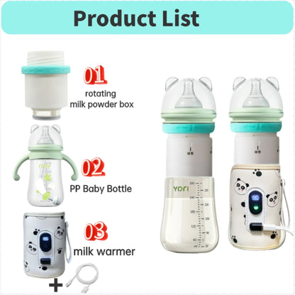 Baby bottle set children outdoor portable insulation 300 ml bottle milk warmer water powder separation fast milk patented design