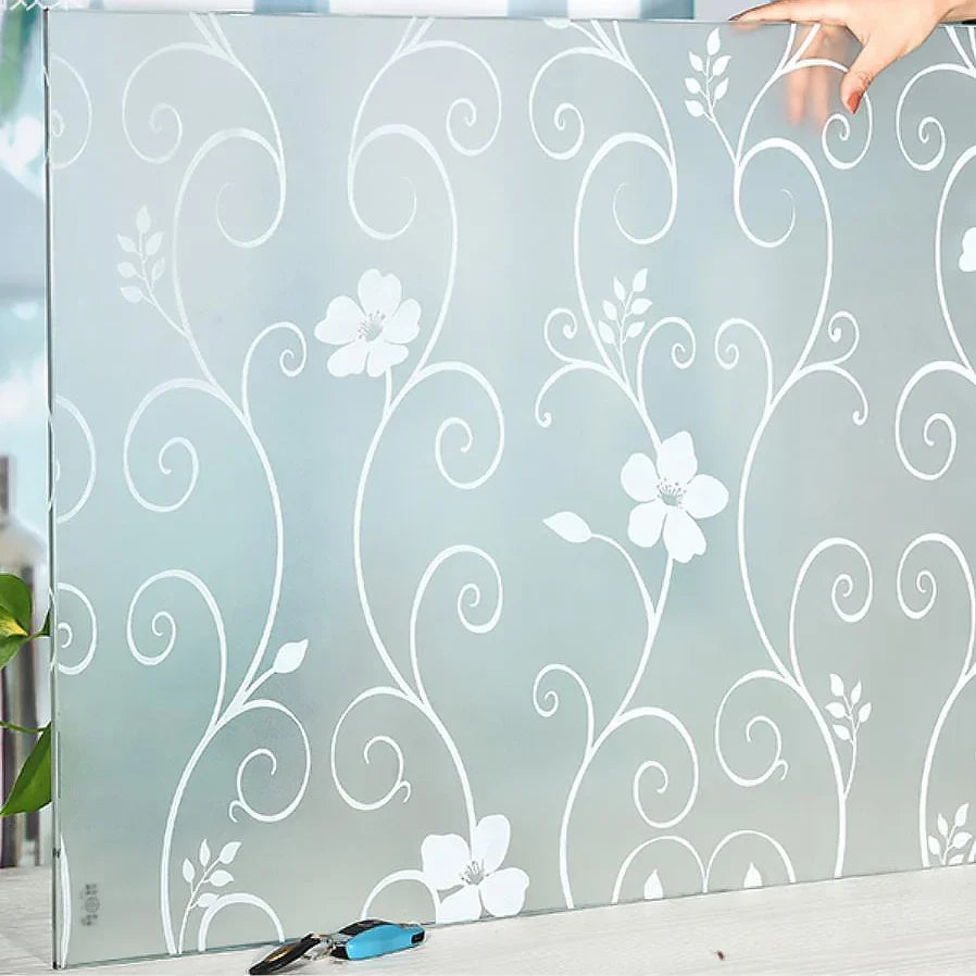 Frosted Window Film Privacy Opaque Window Stickers Self Adhesive Glass Vinyl Film for Kitchen Bathroom Office Matte Glass Stain
