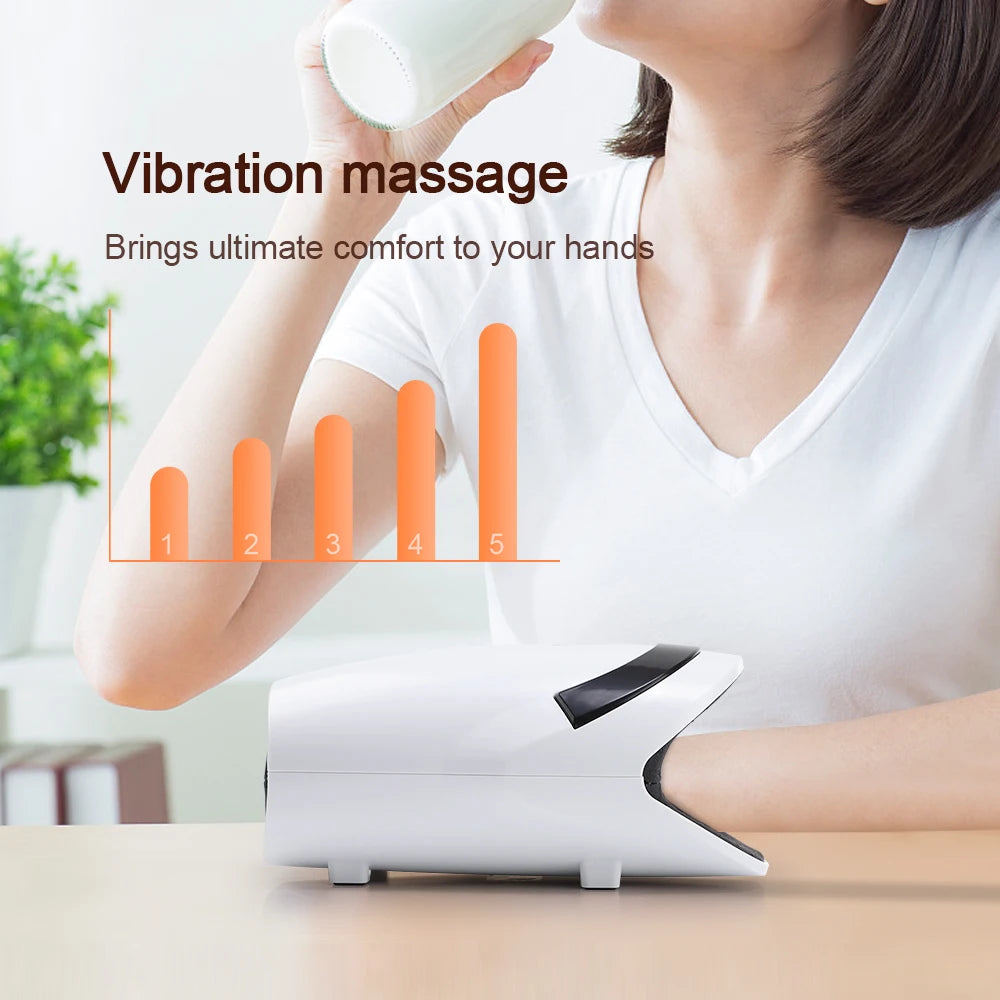 Electric Smart Air Pressure Hand Massager Palm Acupoint Compression Hot Compress Vibrated Massage Wrist Fingers Spa Relax Muscle