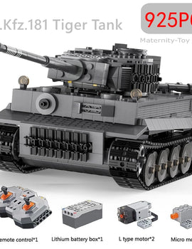 925pcs Ww2 Military Army 1:35 Sd.Kfz.181 Tiger Tank City Remote Control Building Blocks Weapon Bricks RC Vehicle Toys