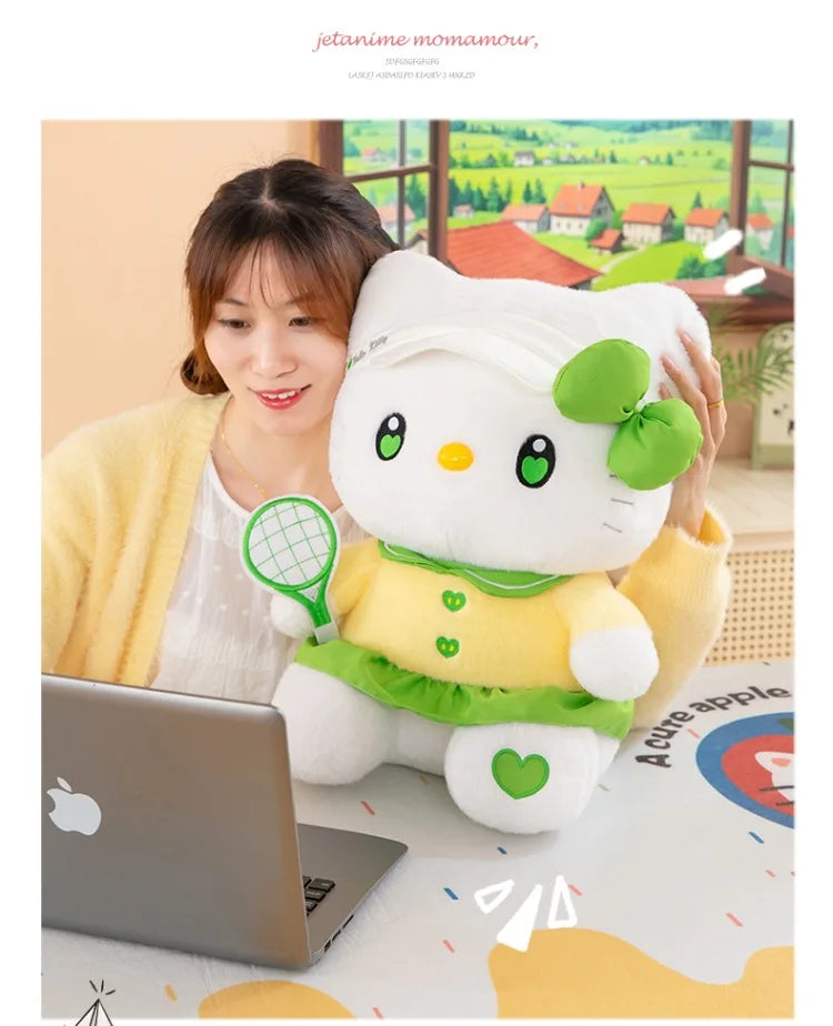 Cute Cat Character Tennis Theme Plush Stuffed Doll Toy