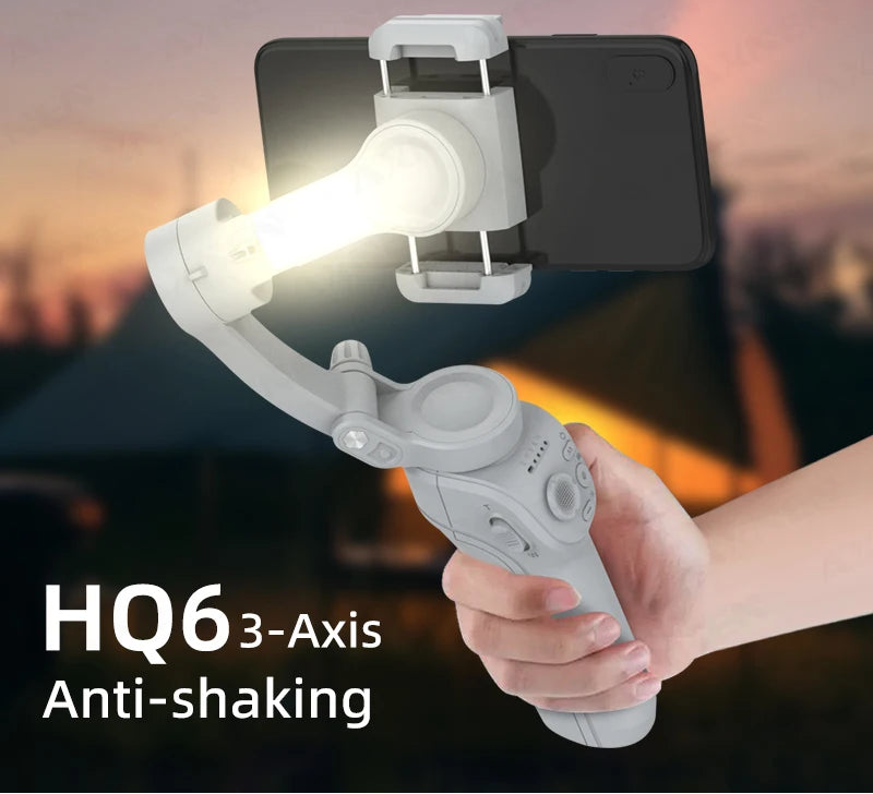 3 Axis Handheld Gimbal Stabilizer for Smartphone with Fill Light for iPhone Android Face Tracking Tiktok Vlog Smart Gimbals HQ6
