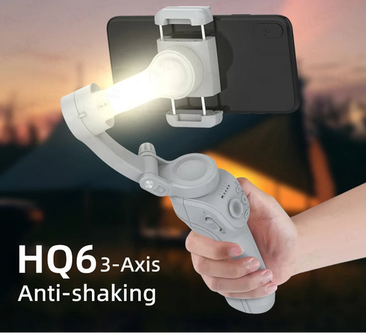 3 Axis Handheld Gimbal Stabilizer for Smartphone with Fill Light for iPhone Android Face Tracking Tiktok Vlog Smart Gimbals HQ6