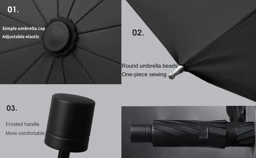 Large 12 Bone Windproof Folding Umbrella Waterproof Strong Frame Portable Travel Rain Umbrella