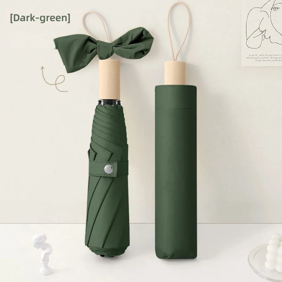 A wooden handle travel camping outdoor sunshade umbrella with high aesthetic value, French retro style umbrella