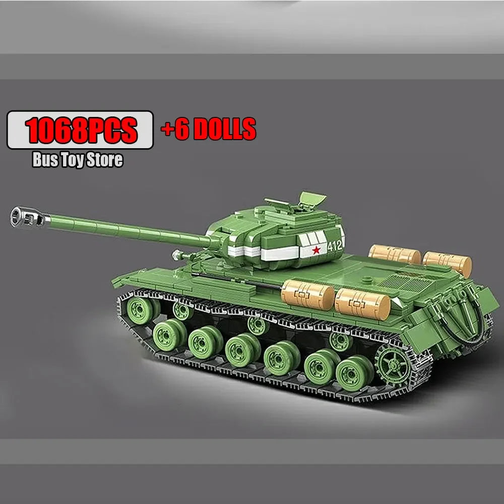 Soviet Military Series IS-2M Tank KV-2 Heavy Tank Truck WW2 Tank Building Blocks Bricks Model Set Toys for s Gifts Technical