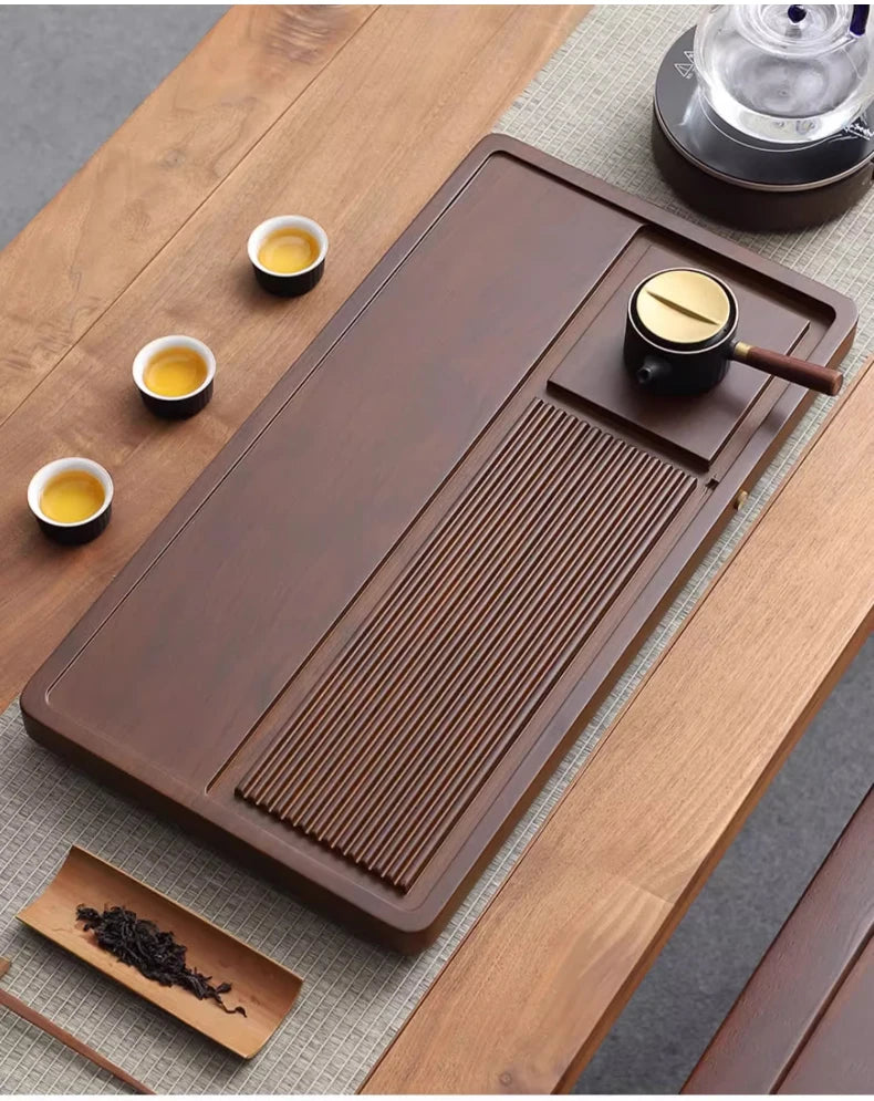 Tea Tray Household Solid Wood Tea Brewing Table Light Luxury High-End Tea Tray Kung Fu Tea Set Office Desk Wooden Tray