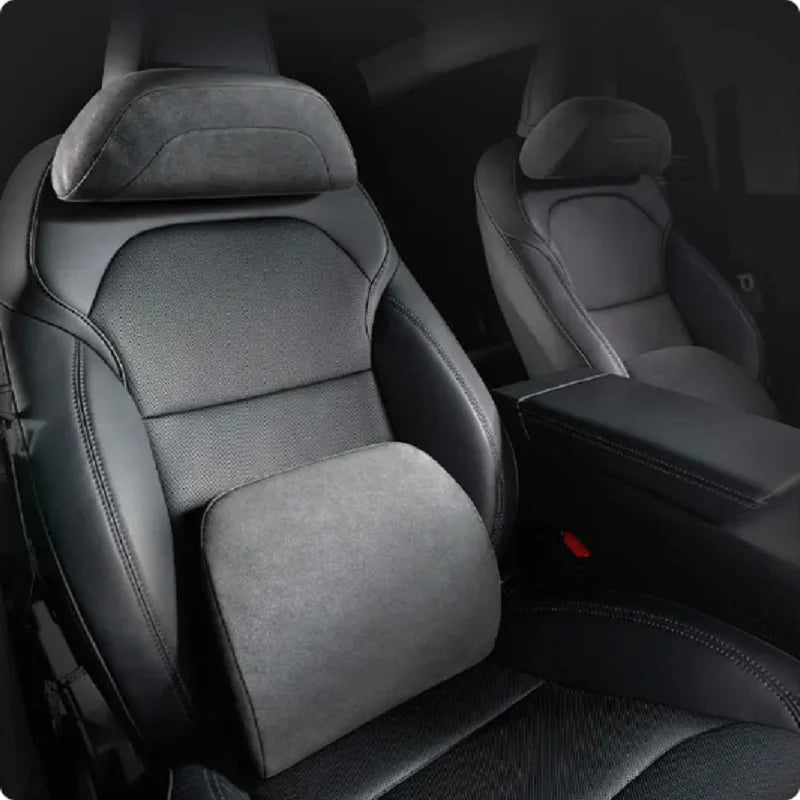 Lumbar Support Pillow For Tesla Model Y/3 Juniper Suede Car Memory FoamNeck Headrest Seat Car Accessories