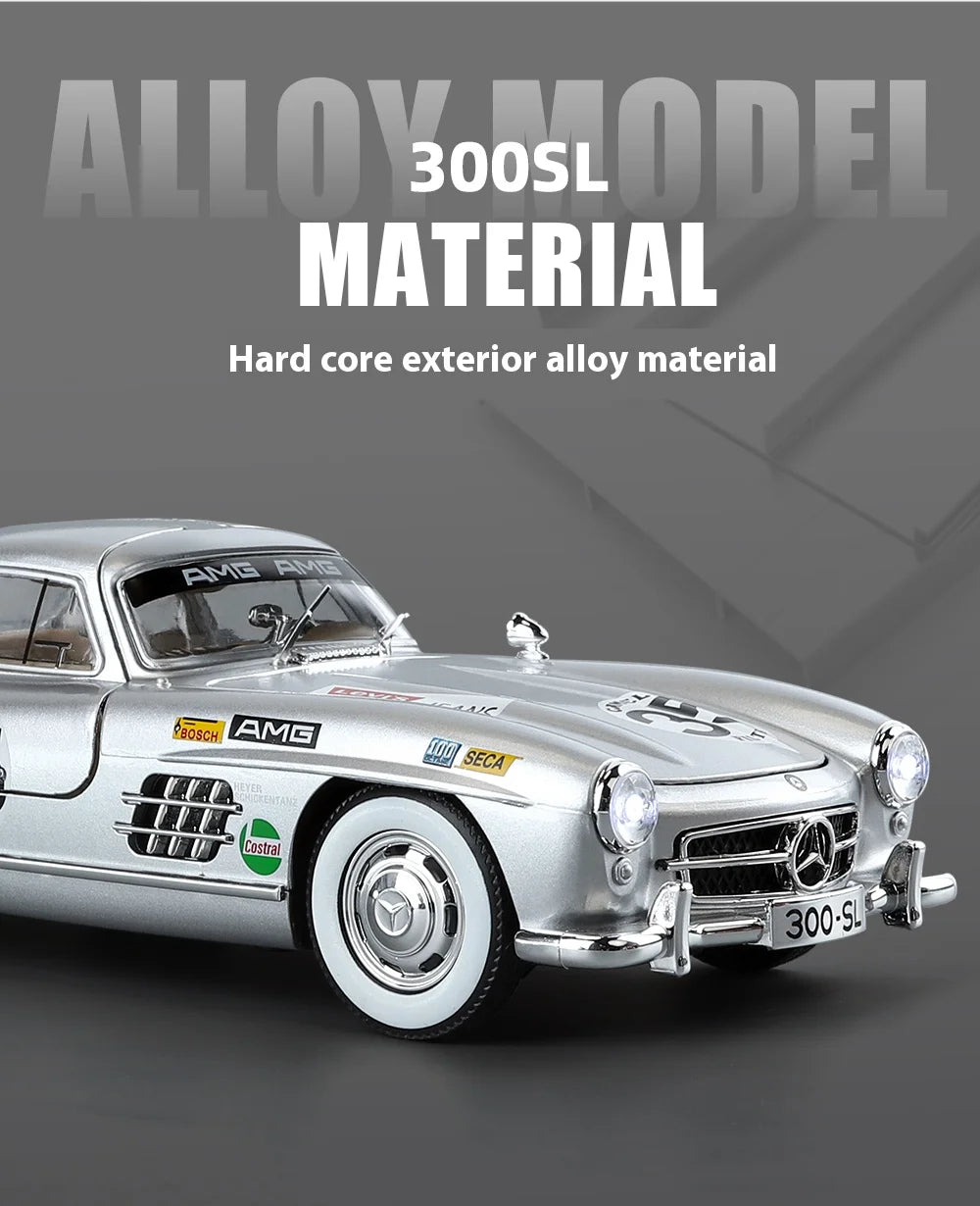 1:24 Mercedes-Benz 300SL Electroplated Version Alloy Diecast Classic Car Model Display Collection