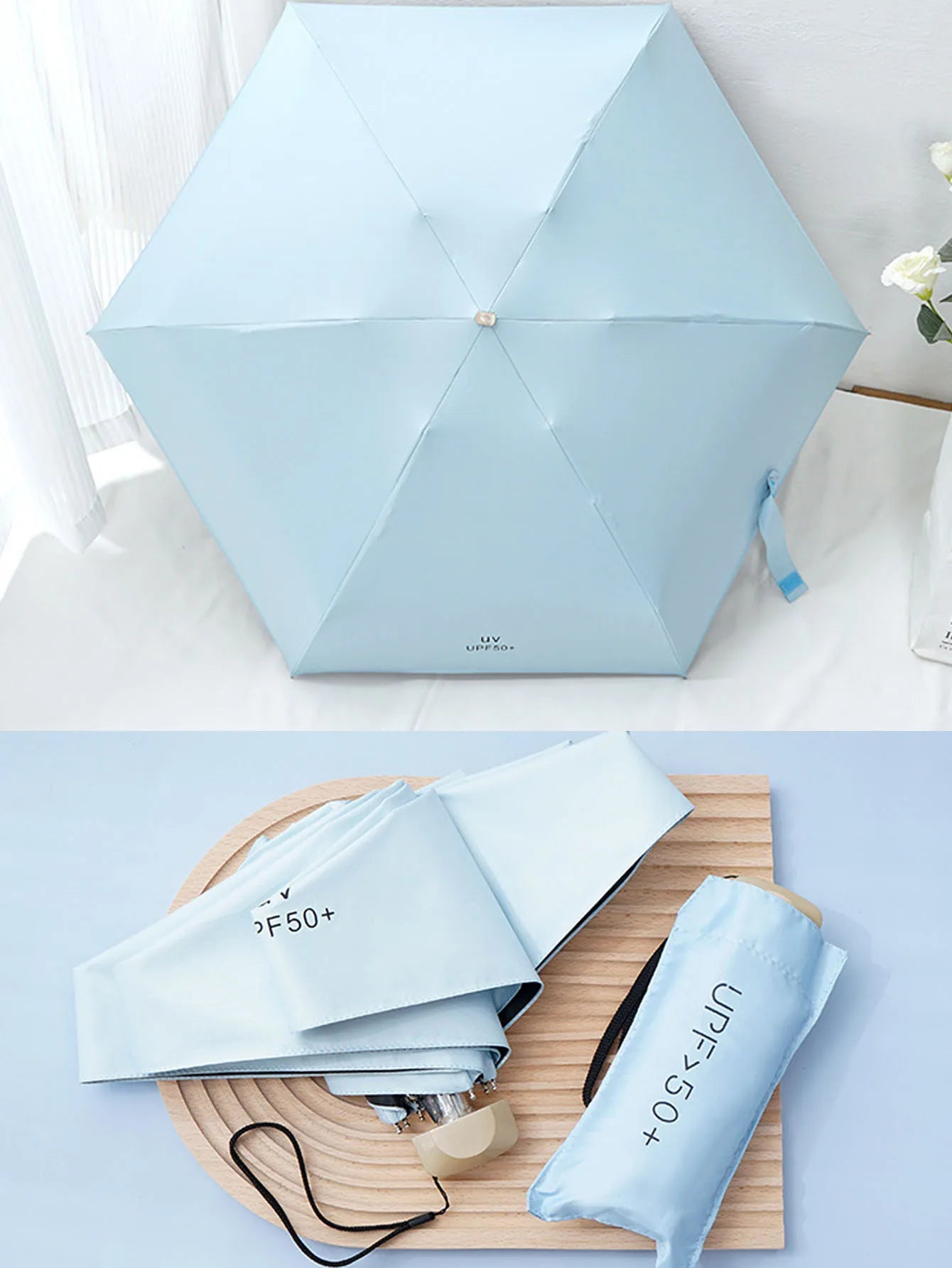 Mini Pocket Folding Umbrella Aluminum Alloy Frame Five Fold UV Protection Ultra Light Compact Travel Umbrella Sun Rain Use