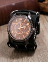 Men Watches Luxury Big Dial Quartz Lovers Watch Wide Genuine Leather Punk Bracelet Sport Wristwatch