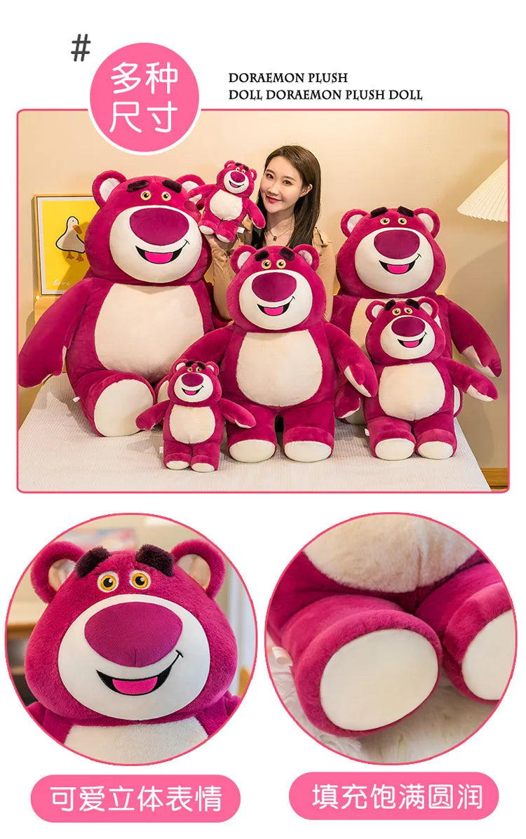 80cm Kawaii Strawberry Bear Plush Toy Bia Size Lotso Stuffed Doll Large Soft Animal Kids Birthday Gift for Girls and Children