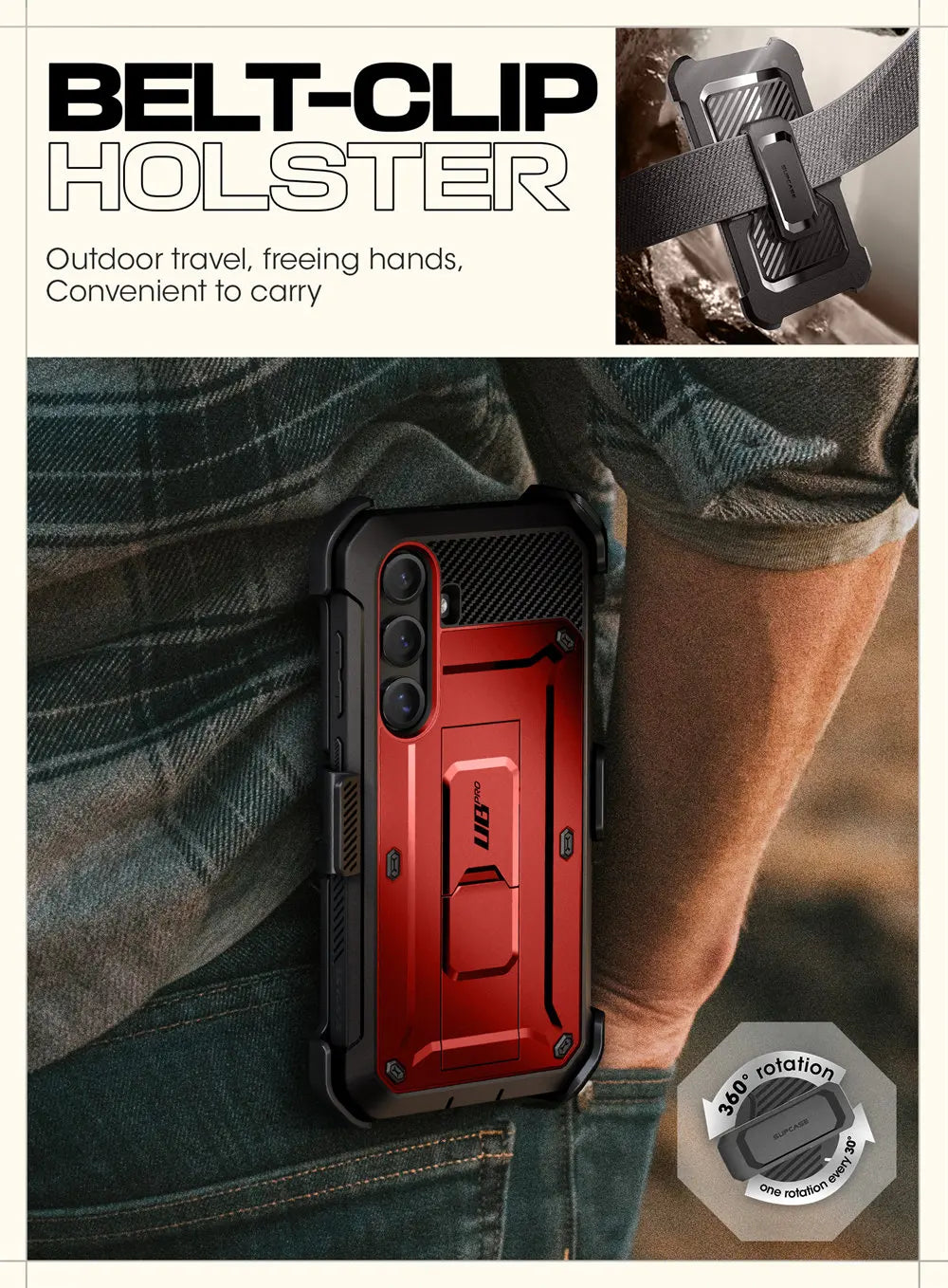 For Samsung Galaxy S25 Case UB Pro Heavy Duty Rugged Phone Case with 2 Front Frame Built-in Screen Protector & Kickstand