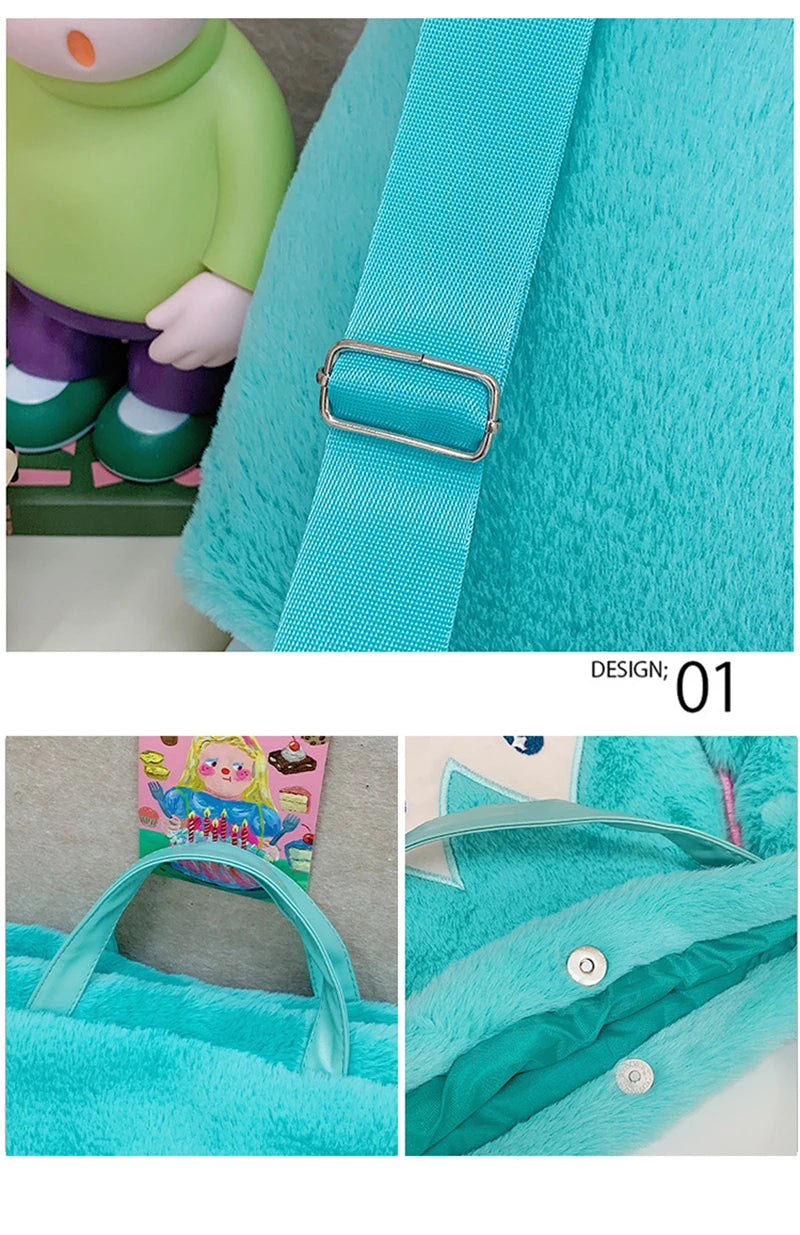Kawaii Anime Character Plush Messenger Bag Soft Shoulder Bag
