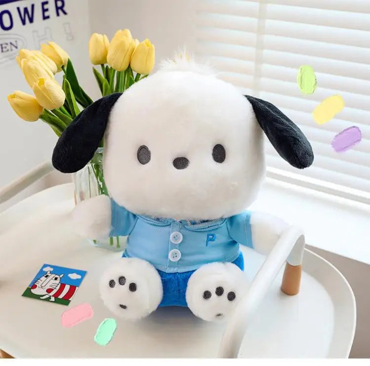 Cartoon Sanrio Pochacco Plush Toy Soft Stuffed Doll Cute Sofa Cushion Bedroom Decoration  Soothing Pillow  Anime Gift