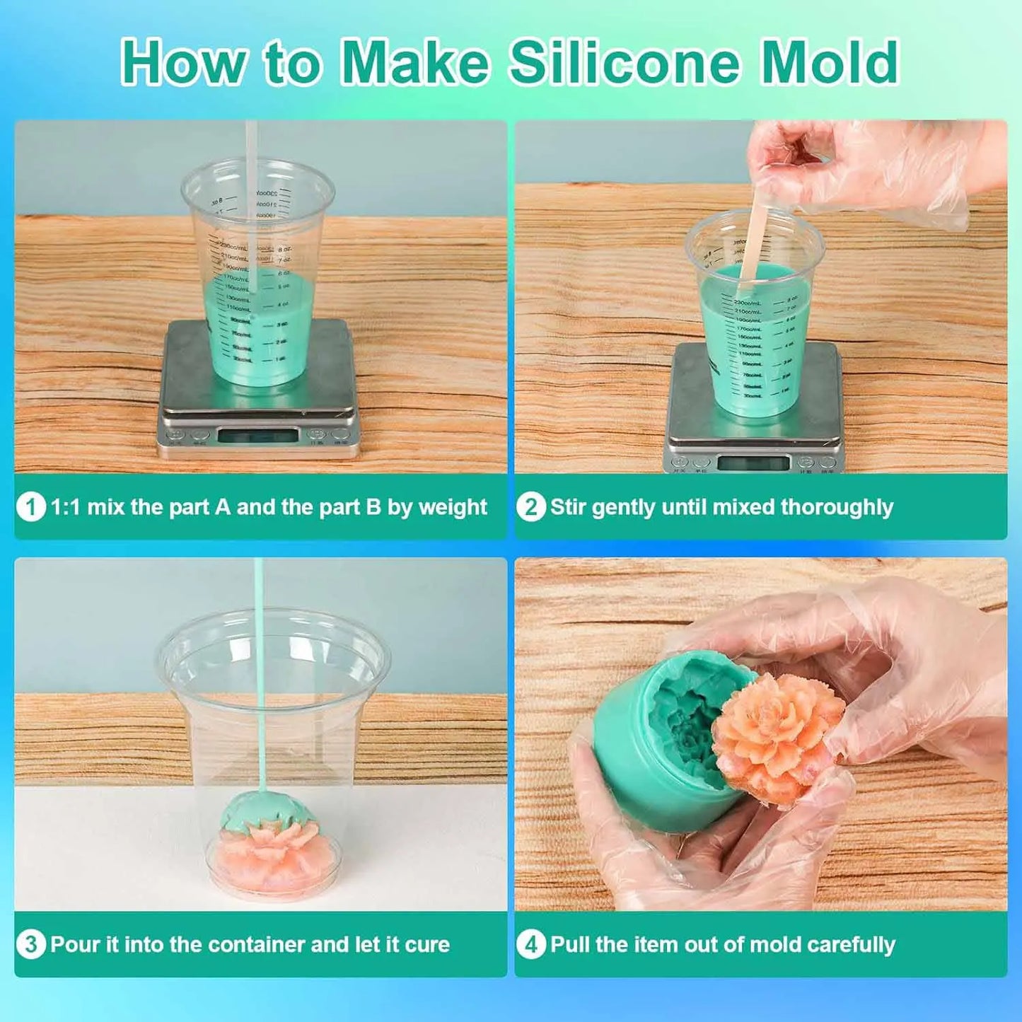 Silicone Mold Making Kit – Easy-Mix Flexible Platinum-Cured Silicone for Resin Casting Molds