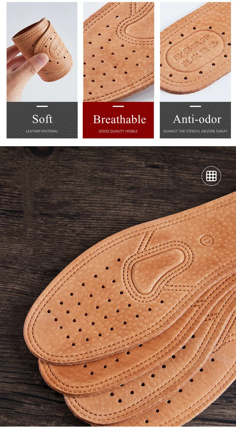 Cowhide Insole For Shoes Men Women Comfortable Deodorant Casual leather Insoles for Feet Quality Genuine Leather Flats Shoe Sole