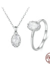 Moissanite Wedding Jewelry Set 925 Sterling Silver Oval Diamond Cut 1 CT Moissanite Engagement Ring Necklace