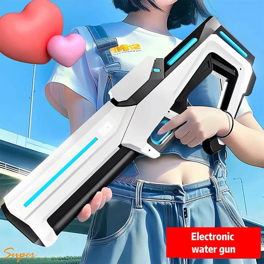 Electric Water Gun Powerful Automatic Water Suction Rechargeable Water Blaster with Flashing Lights