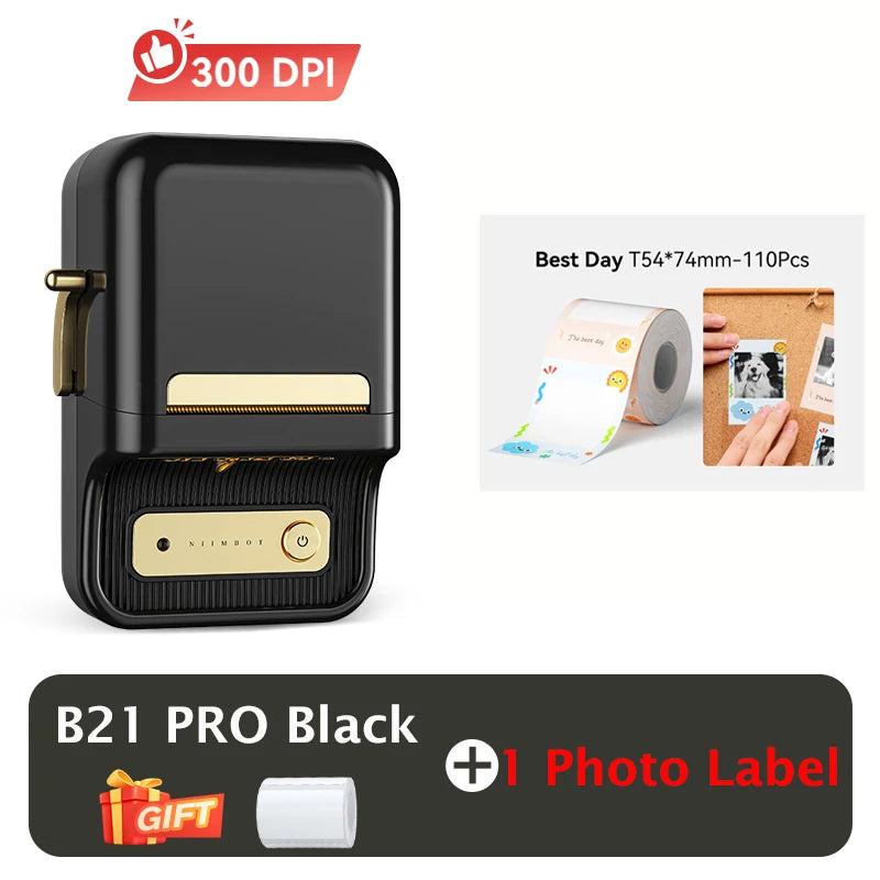 B21 / B21 Pro Thermal Label Printer, Bluetooth Wireless Sticker Maker 20–50mm, Portable Inkless Barcode Label Printer for Office & Retail