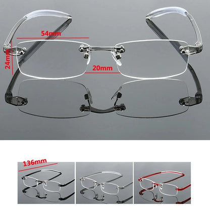 Rimless Reading Glasses Business Frameless Clear Lens Presbyopia Eyeglasses Ultralight Spectacle +1.0 +3.0