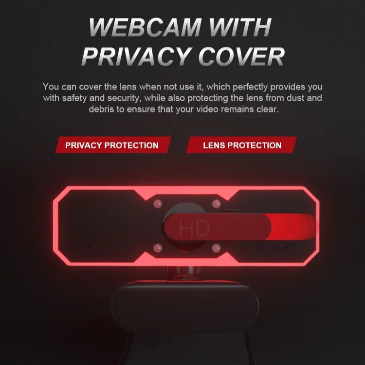 1080P Gaming Webcam 60FPS Autofocus Fill Light Camera Privacy Cover 7 Colors RGB Fill Light Stereo for Laptop Live Streaming