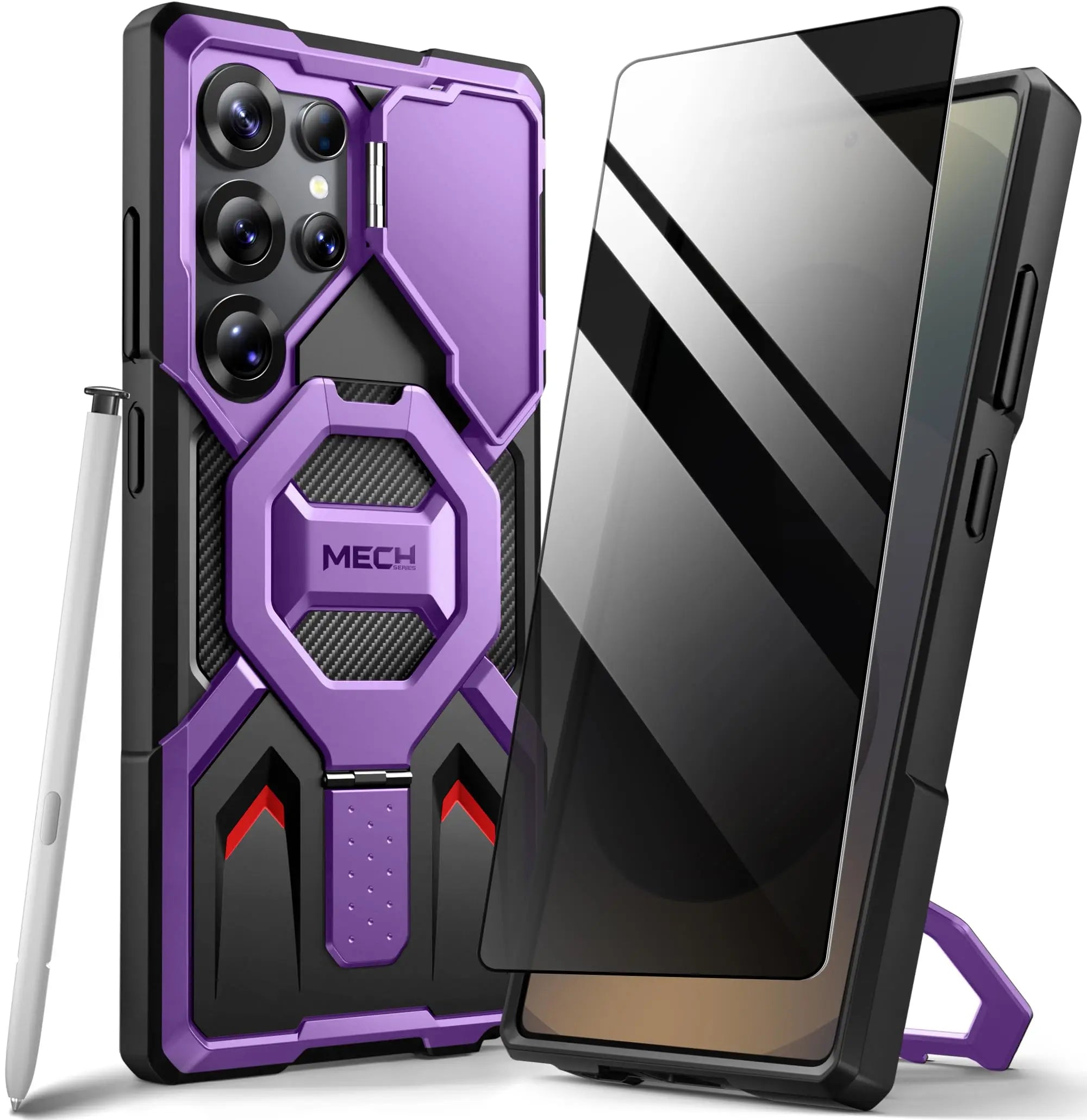 Case for Samsung Galaxy S25 Ultra with Privacy Screen Protector, MagSafe-Compatible Ring Stand, and Rugged Slim Design