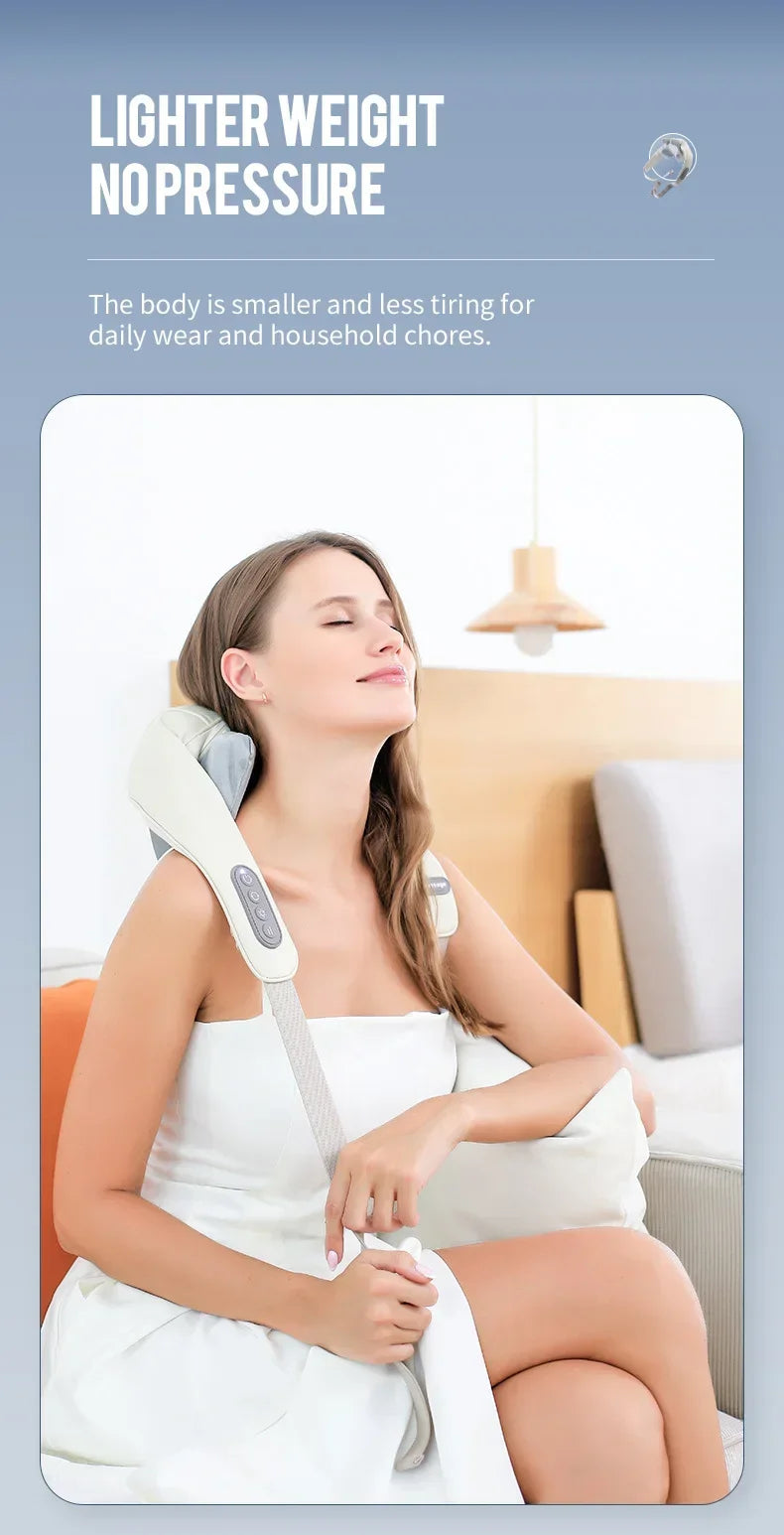 1PC Wireless Neck And Back Massager Neck And Shoulder Kneading Massage Shawl Neck Cervical Relaxing Trapezius Massager
