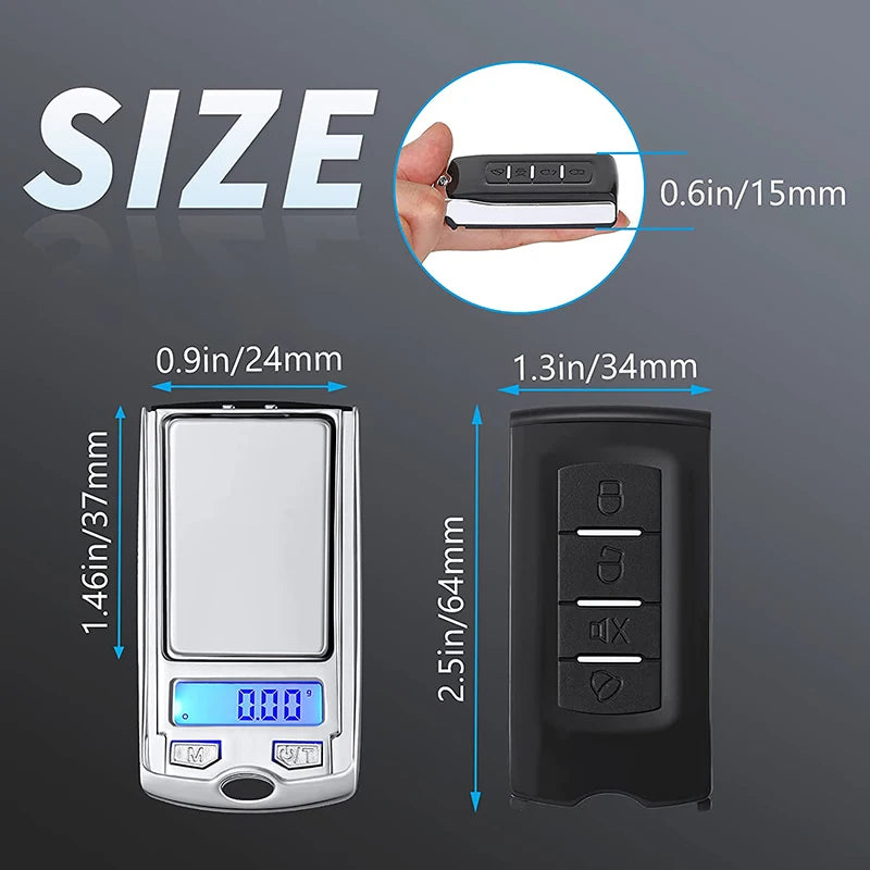 Portable Car Key Flat Household High Precision Accurate Led Balance Weight Jewelry Mini Scale Electronic Digital Night Vision