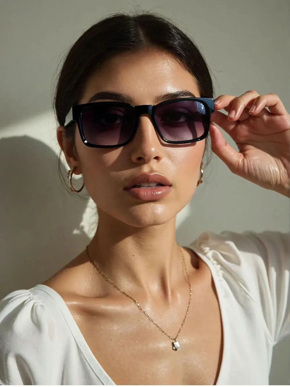 Vintage Square Sunglasses With Polarised Lenses