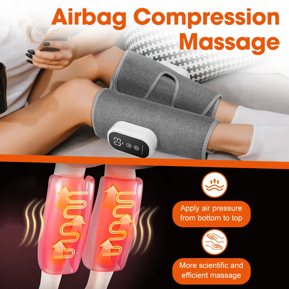 360° Full Cover Leg Massager Hot Compress Leg Massagers Vibration Relax Muscles Relieve Fatigue Thigh Calf Massage Device