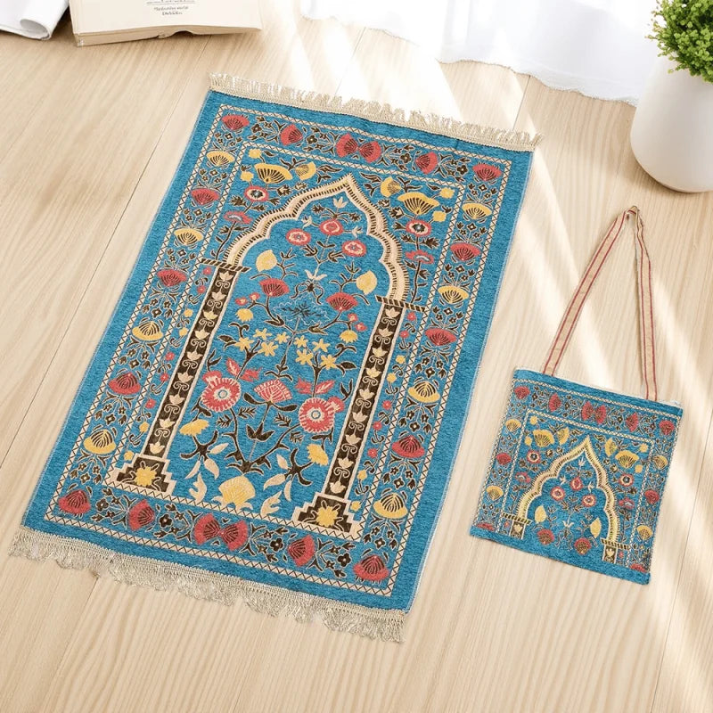 Prayer Rug Islamic Portable Muslim Prayer Rug Set with Elegant Bags Soft Carpet for Ramadan Islamic Muslim Great Gift for Family