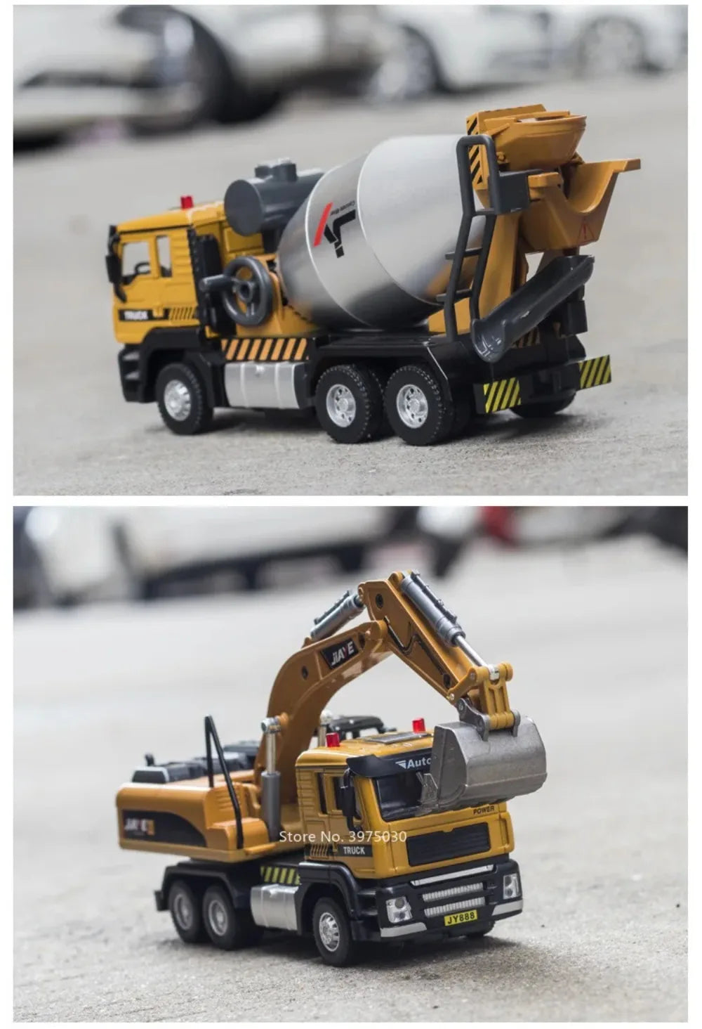 1:50 Scale Mixer Excavator Car Model Toy Simulation Sound Light Metal Die-cast Engineering Cement Transport Vehicles Gifts