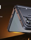 For Z Fold 6 Case with Secure Card Holder Sliding Camera Cover Rugged Hinge Protection Wallet Phone Case Glass Screen Protector