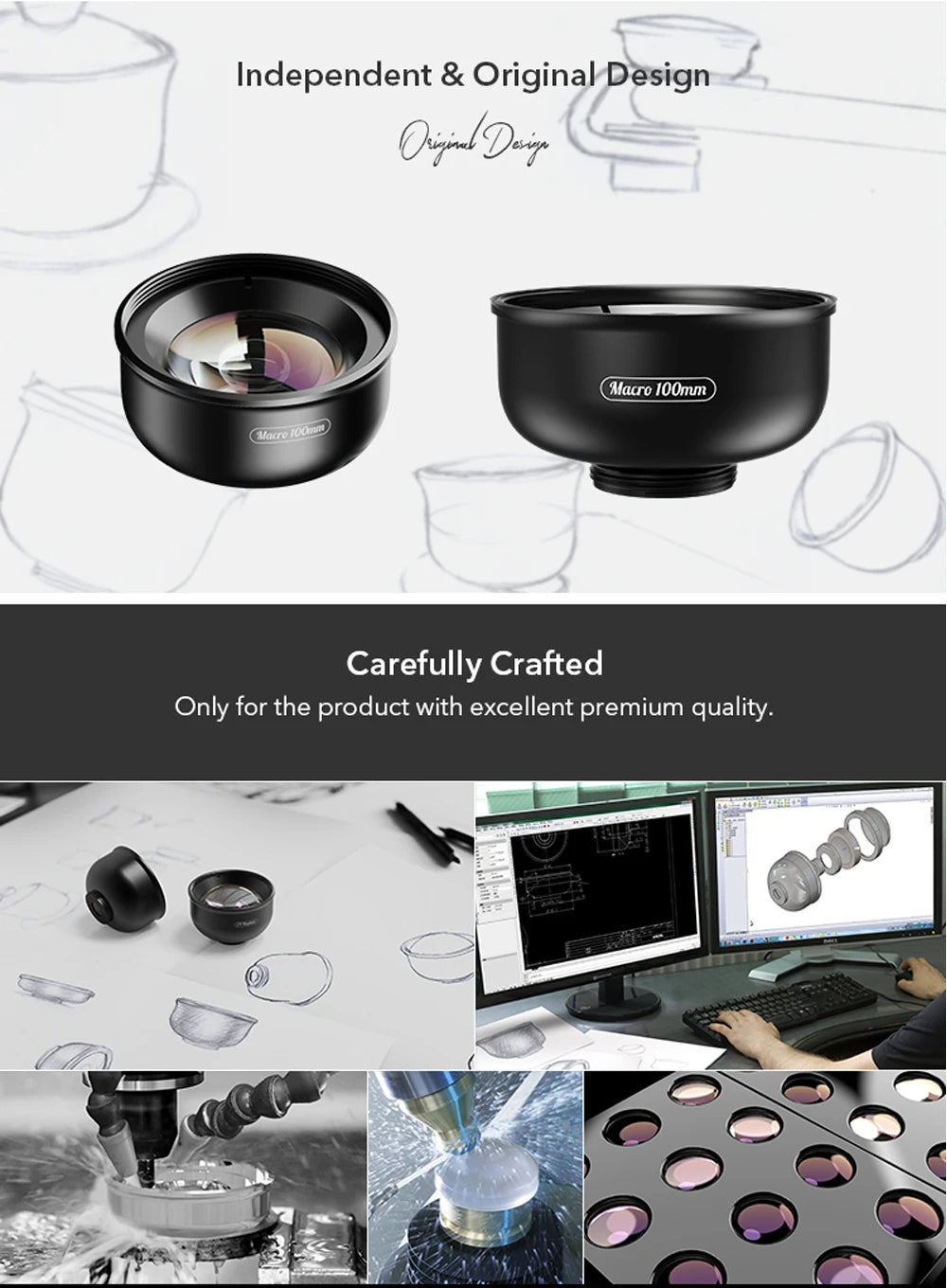 100mm Macro Smartphone Camera Lens with Universal Clip