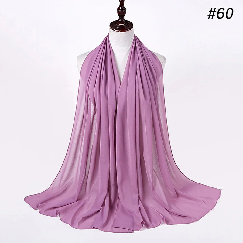 Muslim Chiffon Hijab Women Bubble Chiffon Scarf For Women Ladies Veil Muslim Islam Solid Color Malaysia Wrap Scarves