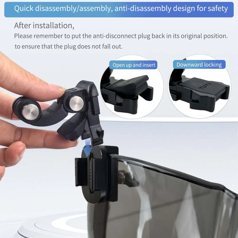 Motorcycle Windshield Aluminum Alloy Action Camera Clip Mount Adjustable Holder for GoPro DJI Insta360 Sports Cameras