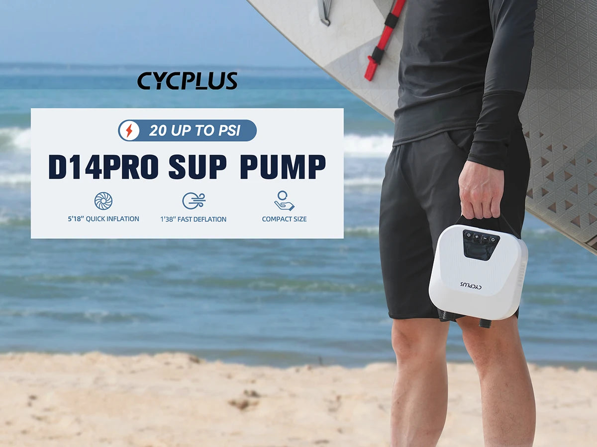 D14PRO 20PSI Electric SUP Inflation Pump 38.48Wh Battery for Sup Board Surfing Kite Inflatable Tent Boat  Air Mattress