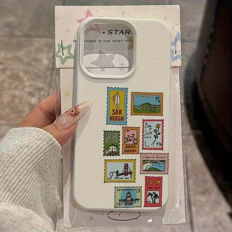 Vibrant Retro Stamp Lichee Design Phone Case For iPhone 17 16 15 14 Pro Max Plus Air 16 Plus 16E Shockproof Cover