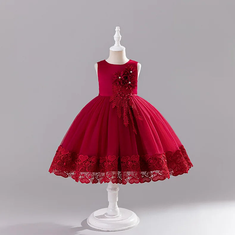 Girls Princess Ball Gown Fluffy Tulle Party Dress for Flower Girl/Birthday/Pageant  Sleeveless for Wedding Dress