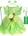 Girls Tinker Bell Costume Halloween Costume Green Fancy Dress Fairy Princess Cosplay Carnival Party Costume