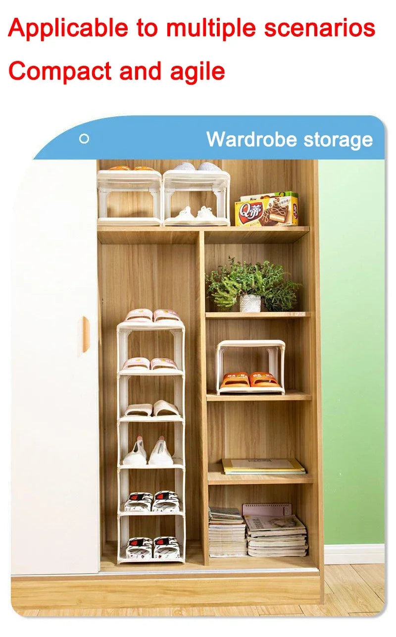 Simple Shoe Rack Standing Detachable Assemble Diy Shoes Cabinets Household Furniture Multilayer Stackable Doorway Shelf Shoerack