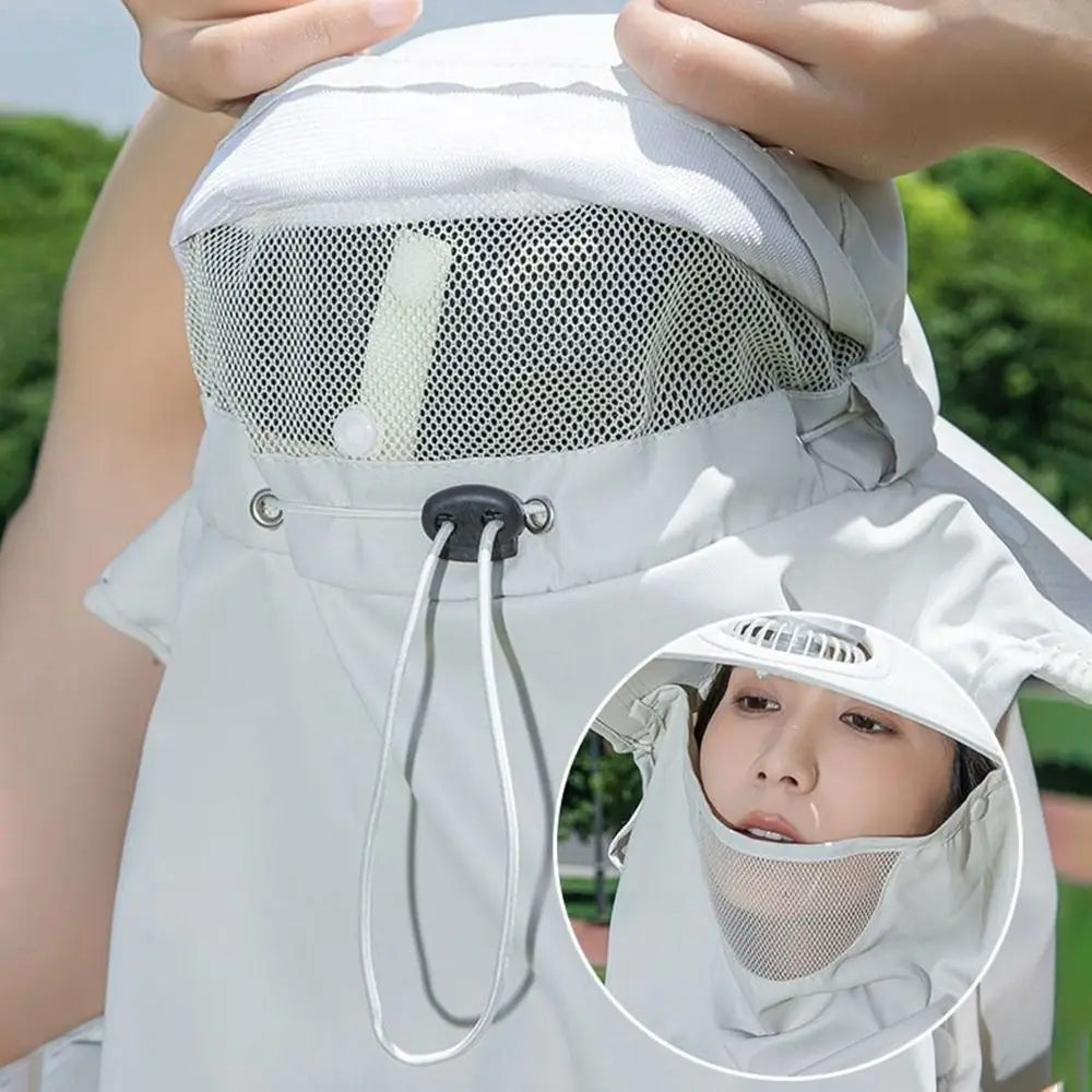 Portable Solar Fan Fisherman Hat With USB Charging
