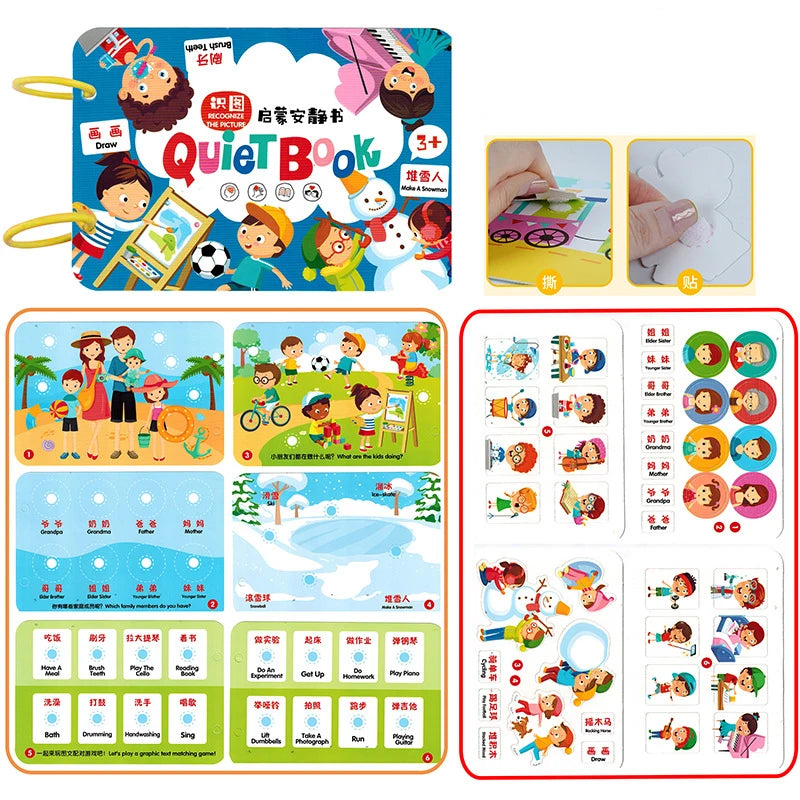 Montessori  Busy Book My First Quiet Book Paste Learning Educational Toys Books  Matching Game Toys for 1 to 3 Y