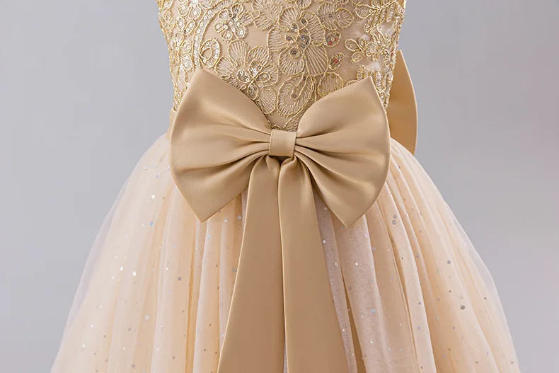 Girls Princess Dress - Fluffy Tulle Ball Gown with Bow Belt First Birthday Party Dress, Flower Girl Wedding Outfit