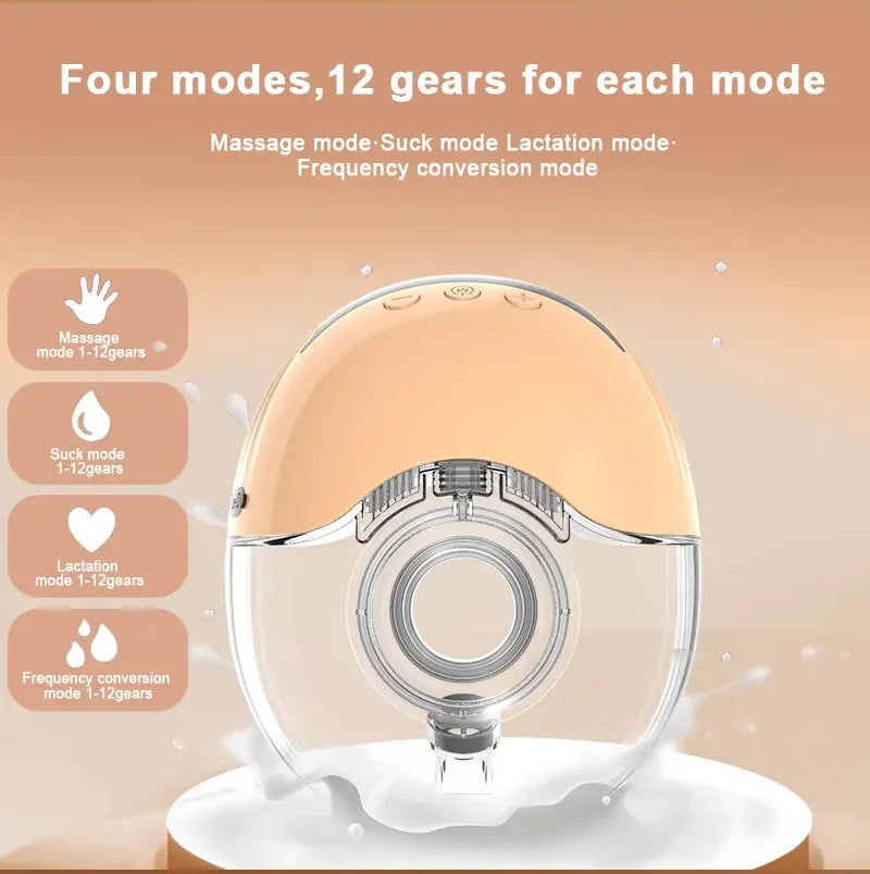 Wearable Breast Milk Pump Silicone LCD Display Hands-free Electric Breast Pump Portable and Comfortable for Novice Mothers