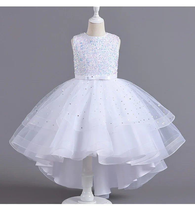 Sleeveless Ball Gown with Train Pageant and Recital Dress