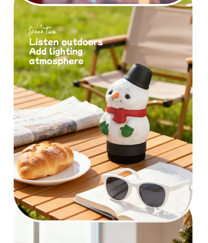 Outdoor Home Restaurant Snowman Atmosphere Night Light Christmas Decoration with Bluetooth V5.3 Speaker